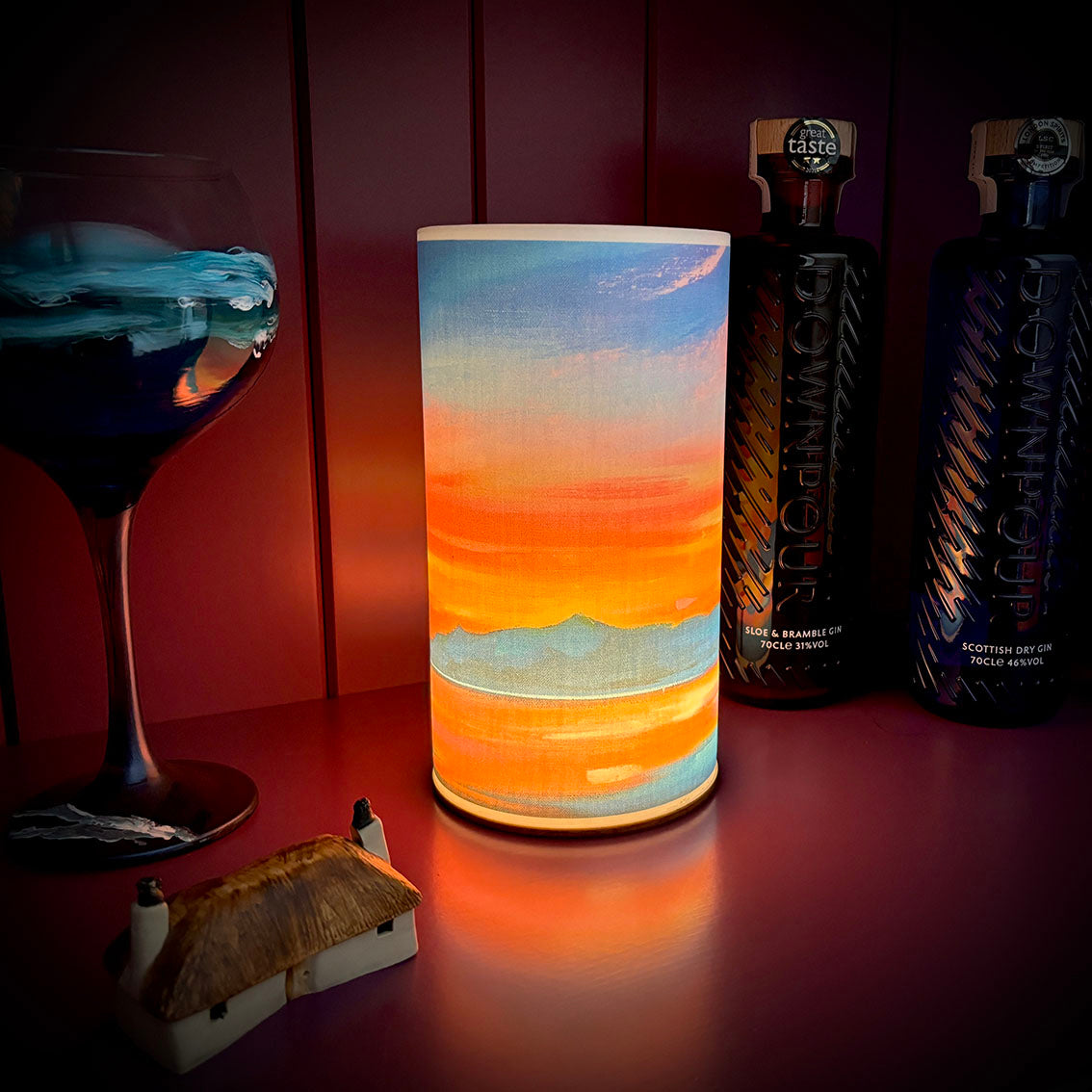 SUNSET OVER ARRAN HURRICANE LAMP