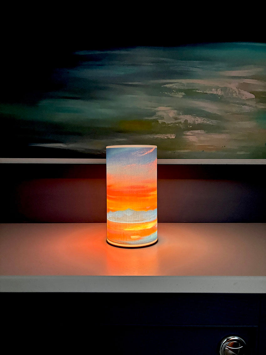 SUNSET OVER ARRAN HURRICANE LAMP