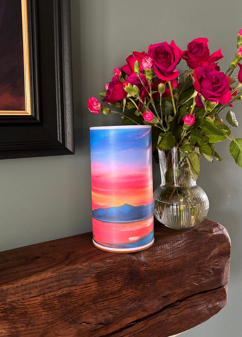 SUNSET OVER ARRAN HURRICANE LAMP