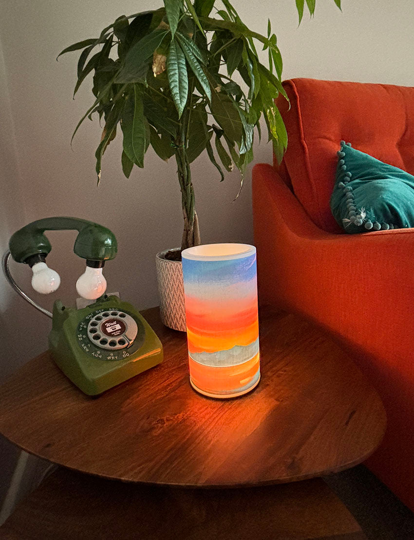 SUNSET OVER ARRAN HURRICANE LAMP