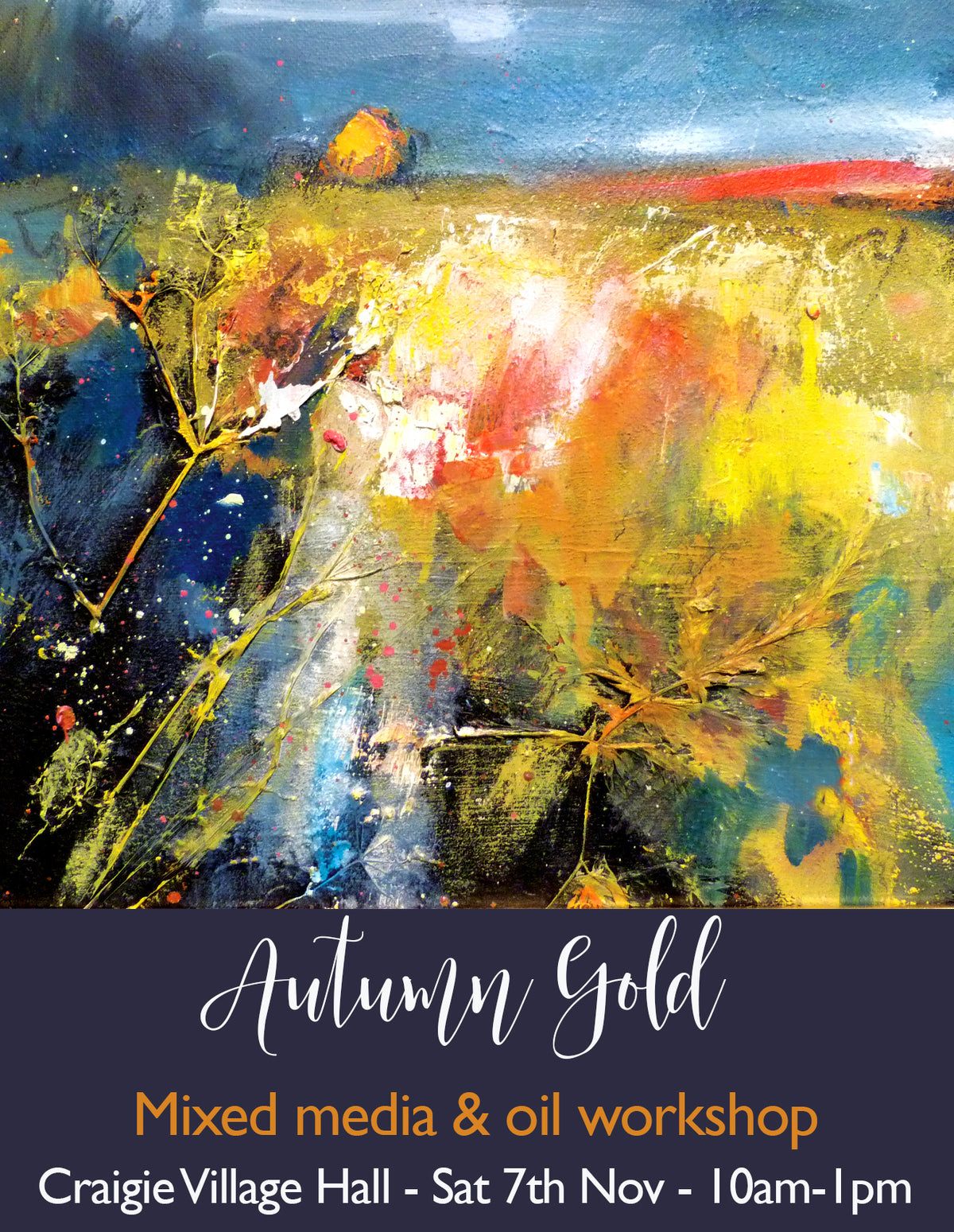 AUTUMN GOLD - mixed media and oils