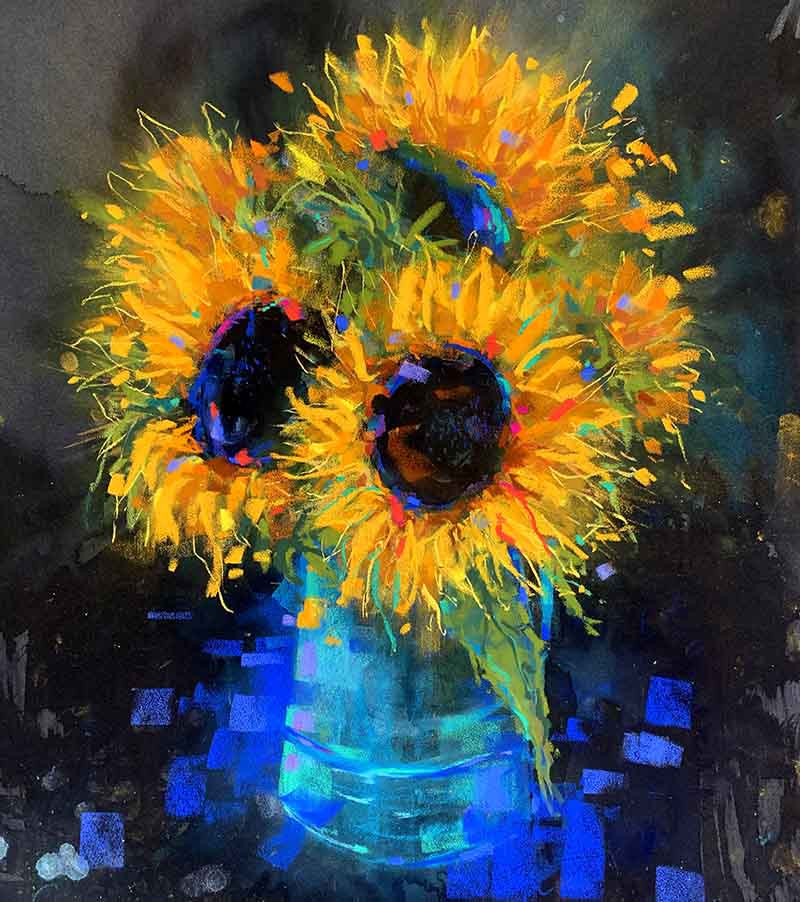 PASTEL, INK &amp; WATERCOLOUR CLASS: Sunflowers