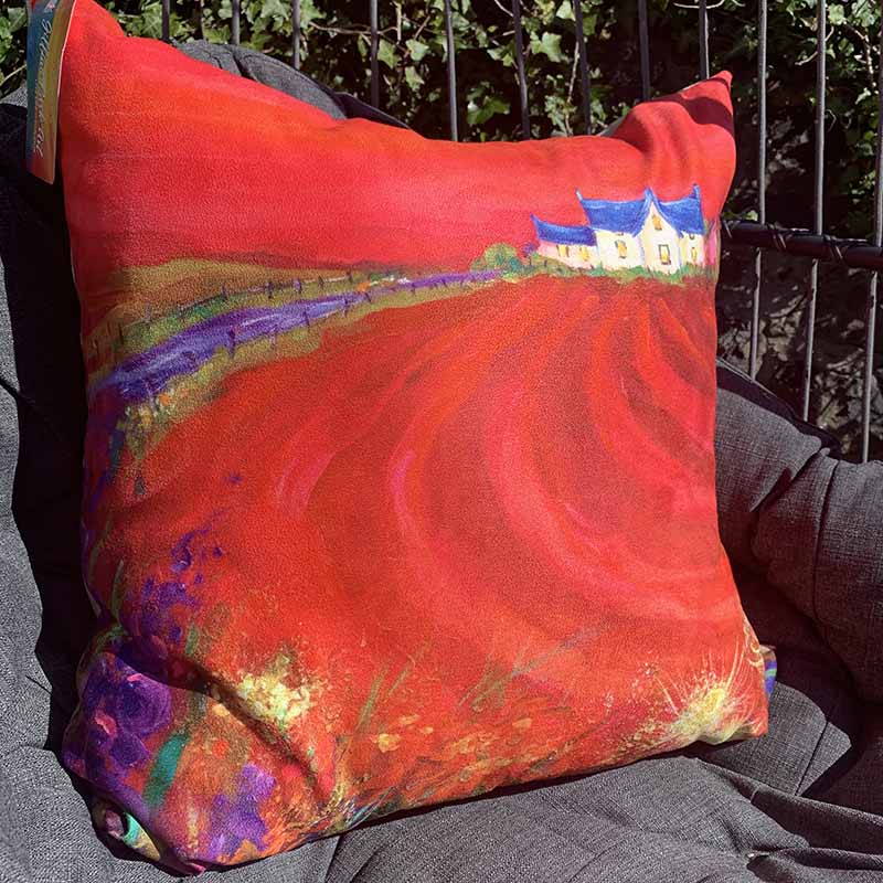 Scarlet Furrows Cushion